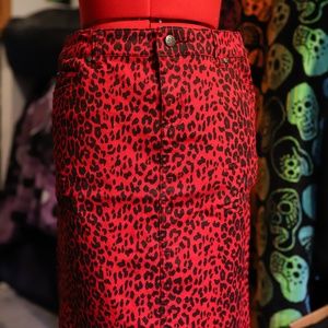 TrippNYC Red Leopard Pencil Skirt